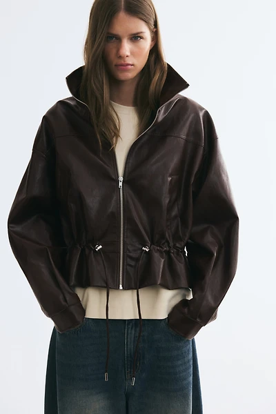 Coated Jacket with Stand-Up Collar