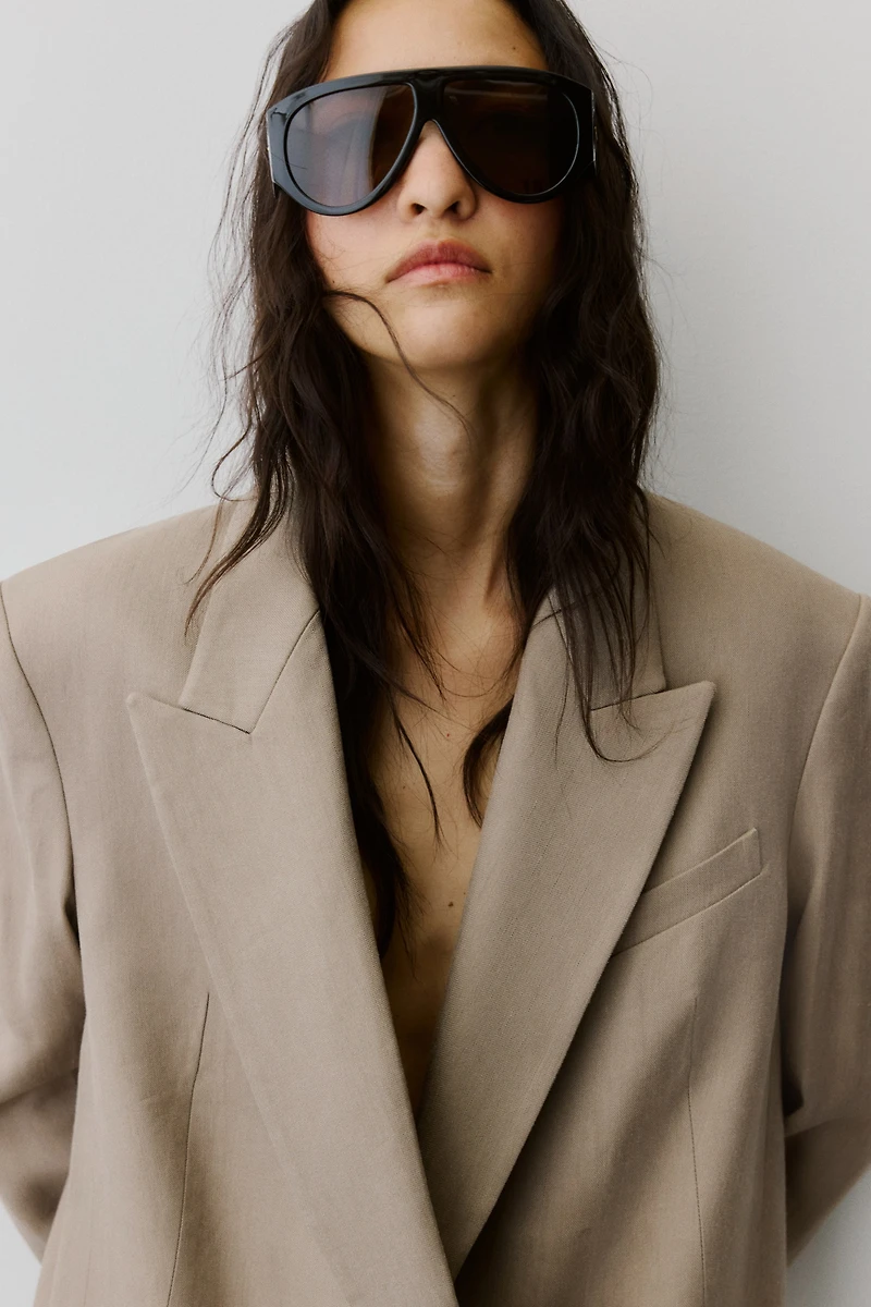 Oversized Linen-Blend Blazer