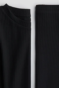 2-Piece Ribbed Top and Skirt Set