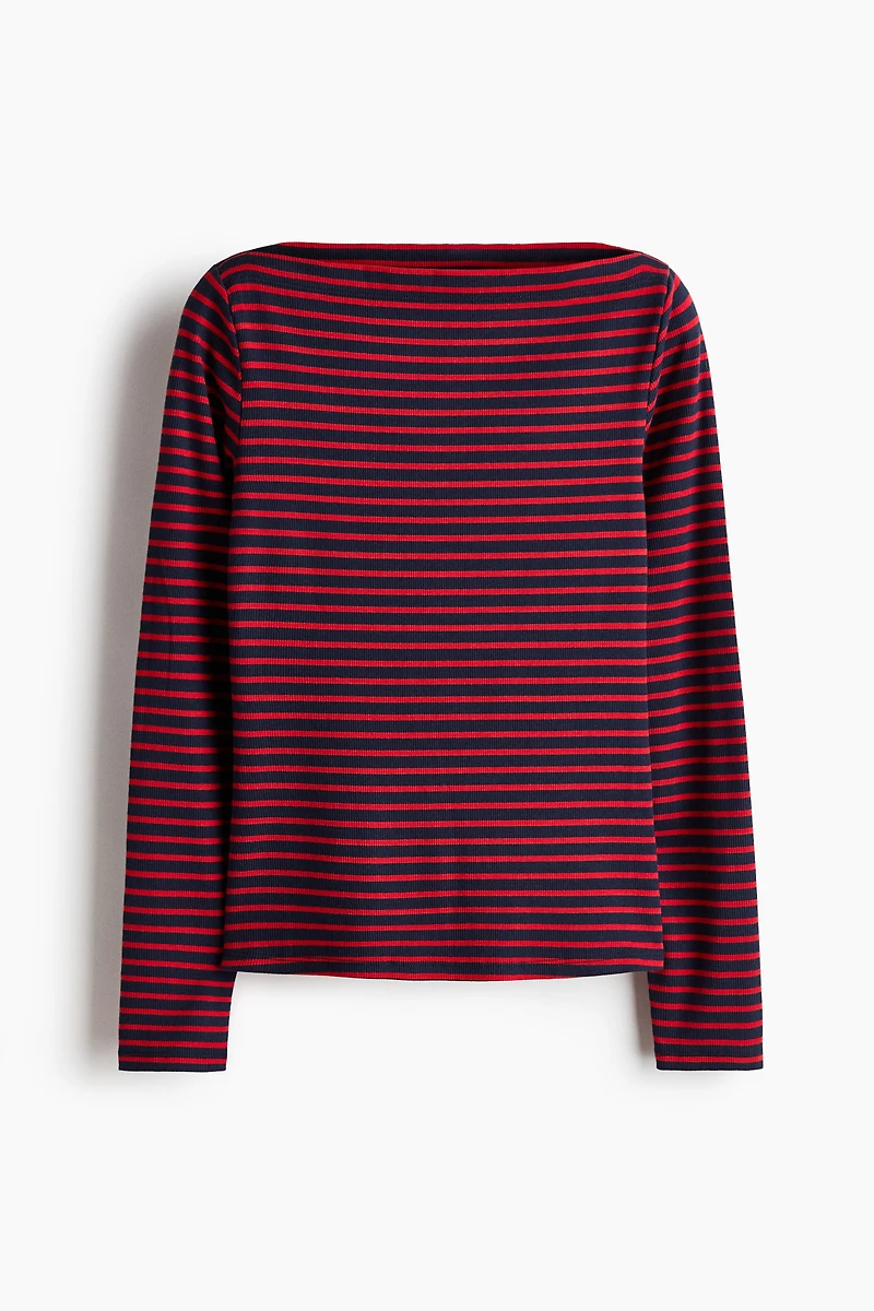 Ribbed Boat-Neck Top