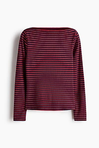 Ribbed Boat-Neck Top