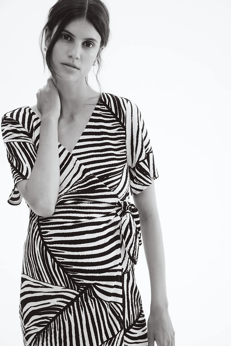MAMA Crinkled Wrap Dress