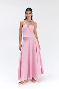Cotton Skirt with Godet Pleats