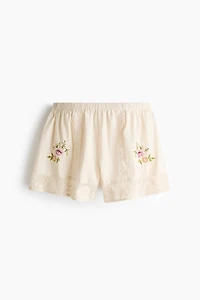Linen-Blend Pajama Shorts