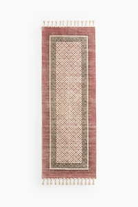 Tapis de couloir frangé en coton