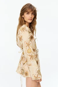Blouse à nouer avec imprimé fleuri