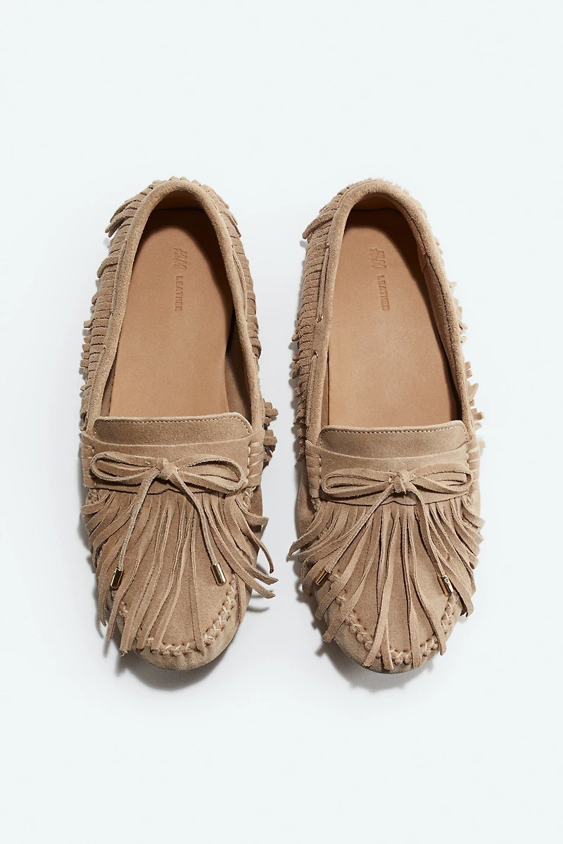 Fringed Suede Loafers