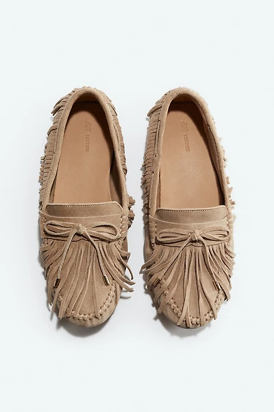 Fringed Suede Loafers