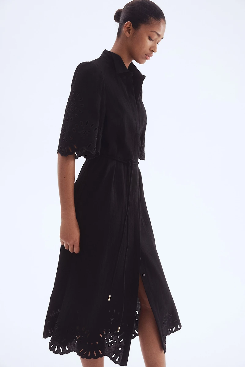 Shirt Dress with Eyelet Embroidery