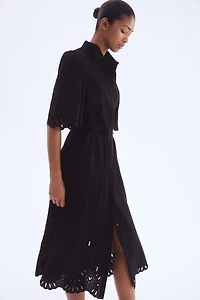 Shirt Dress with Eyelet Embroidery