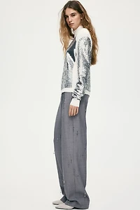 Sequined Top with Shoulder Pads