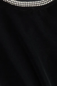 Rhinestone-Embellished Velvet Top