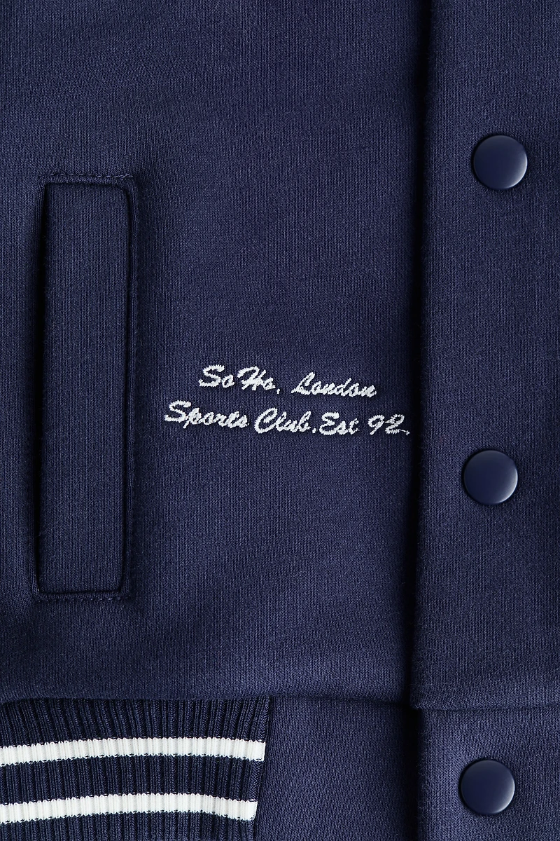 Motif-Detail Baseball Jacket