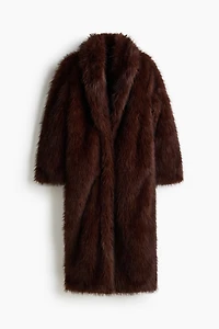 Fluffy Coat with Shawl Collar