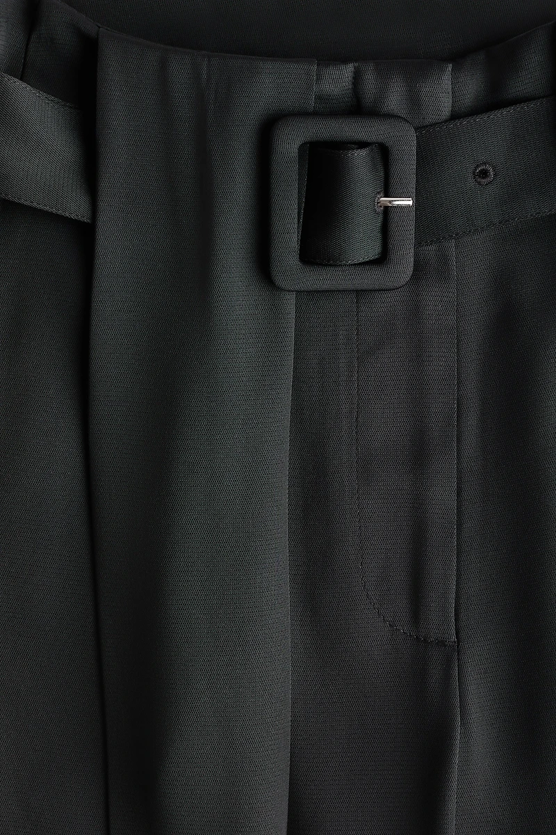 Belted Pleat-Detail Pants