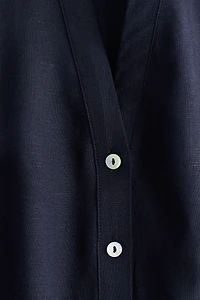 Sleeveless Linen-Blend Shirt