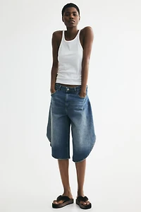 Wrap-detail denim Bermuda Shorts