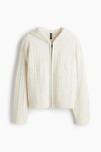 Cable-Knit Cardigan with Zipper