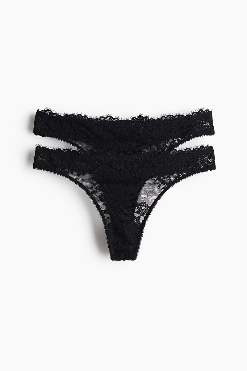 2-Pack Lace Thong Briefs