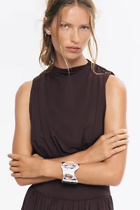 Draped Mock Turtleneck Dress