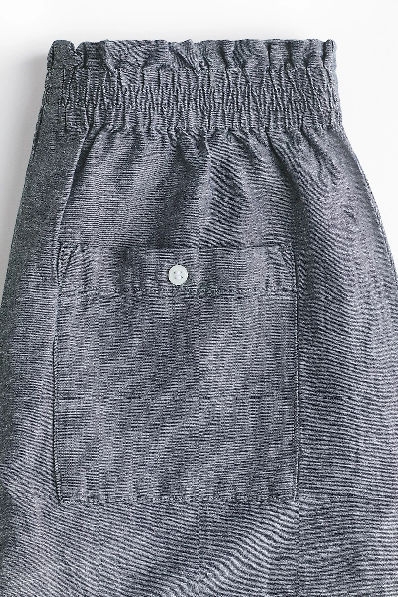 Linen-Blend Paper-Bag Shorts