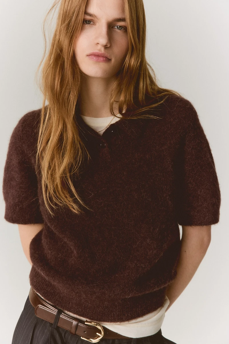 Alpaca-Blend Polo Shirt