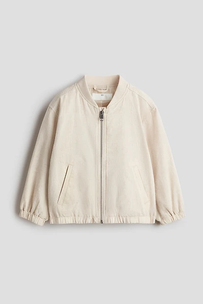 Linen-Blend Bomber Jacket