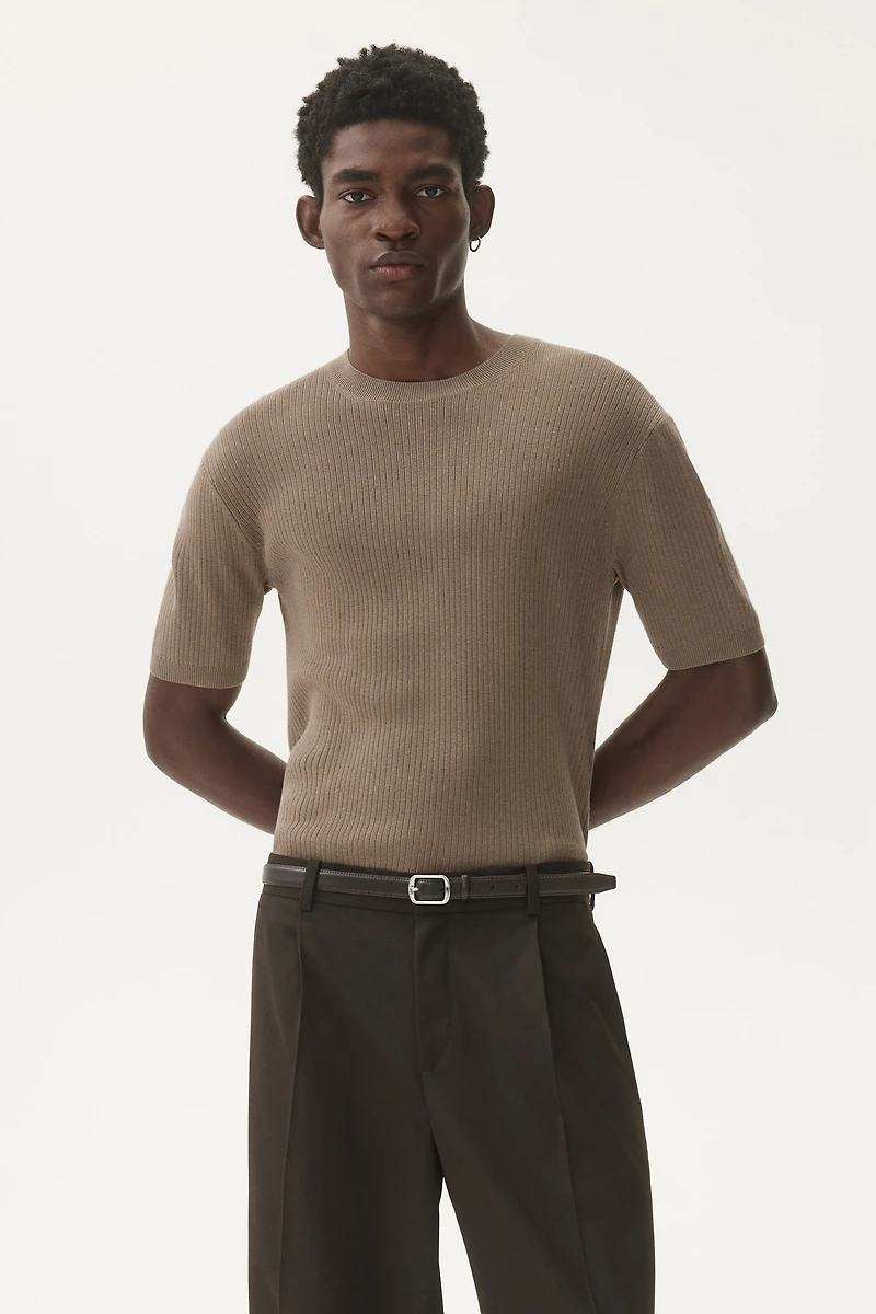 Slim-Fit Rib-Knit T-Shirt