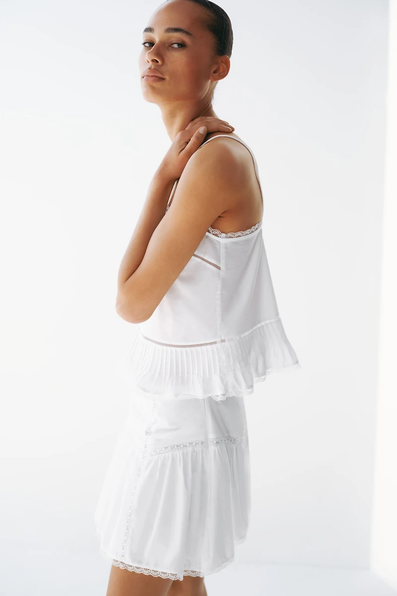 Lace-Trimmed Cotton Skirt