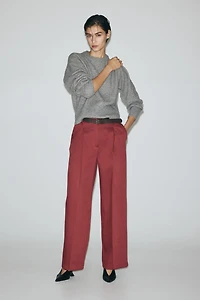 Wide-Leg Pants with Belt