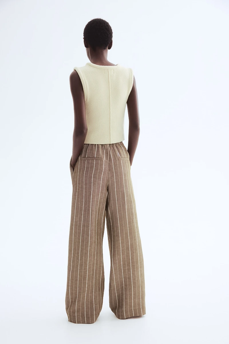 Straight linen-blend trousers