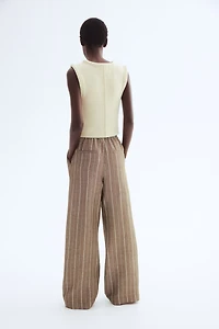 Straight linen-blend trousers