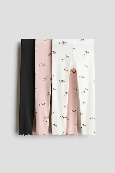3-pack Ribbed Cotton Leggings
