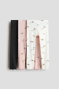 Lot de 3 leggings côtelés en coton