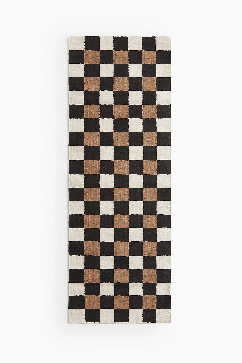 Tapis de couloir en coton à carreaux