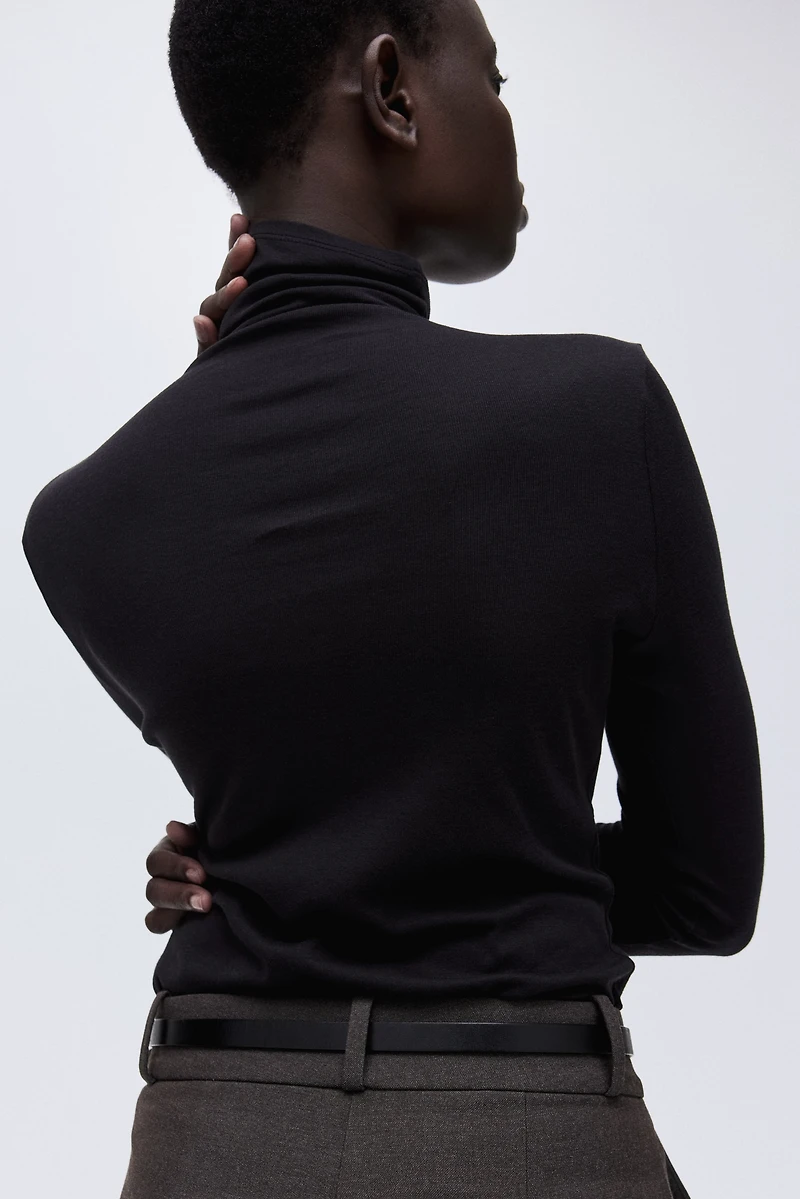 Pima Cotton Turtleneck Top