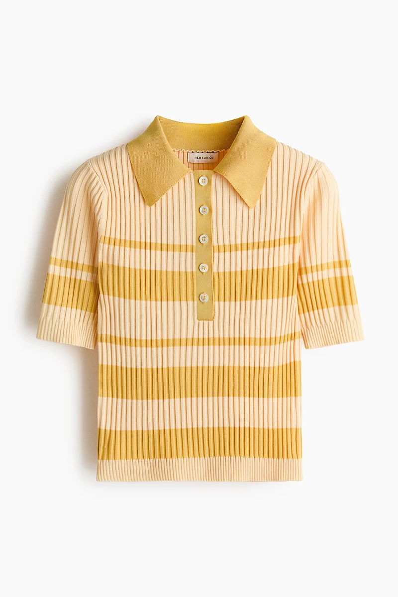 Rib-Knit Polo Shirt