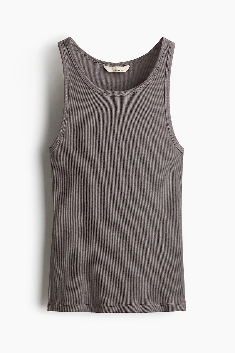 Ribbed Silk-Blend Tank Top