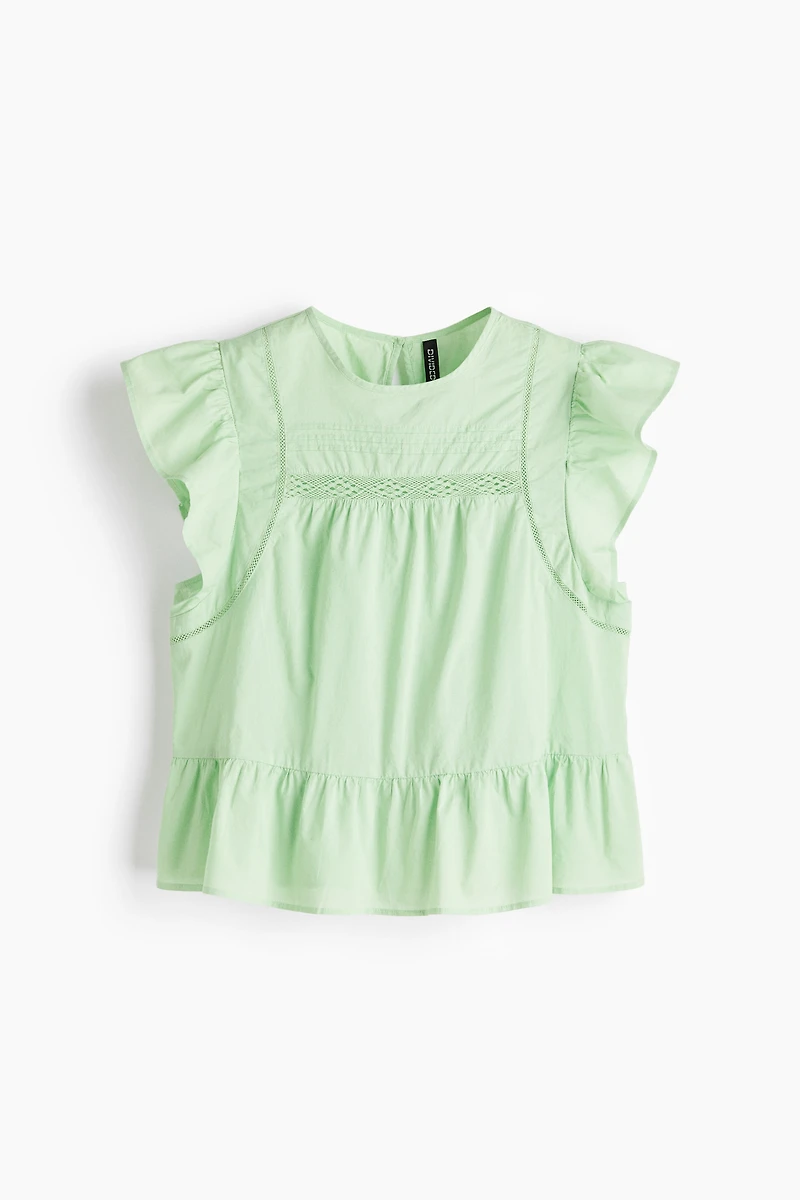 Lace-Inset Peplum Blouse