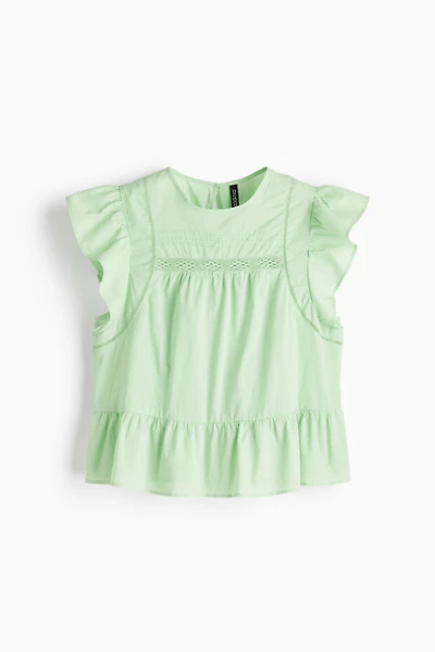 Lace-Inset Peplum Blouse