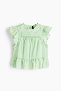 Lace-Inset Peplum Blouse