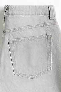 Raw-edge denim shorts