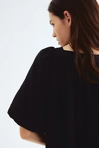 Balloon-Sleeved Tunic Dress