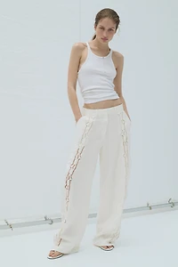 Linen-Blend Barrel Pants