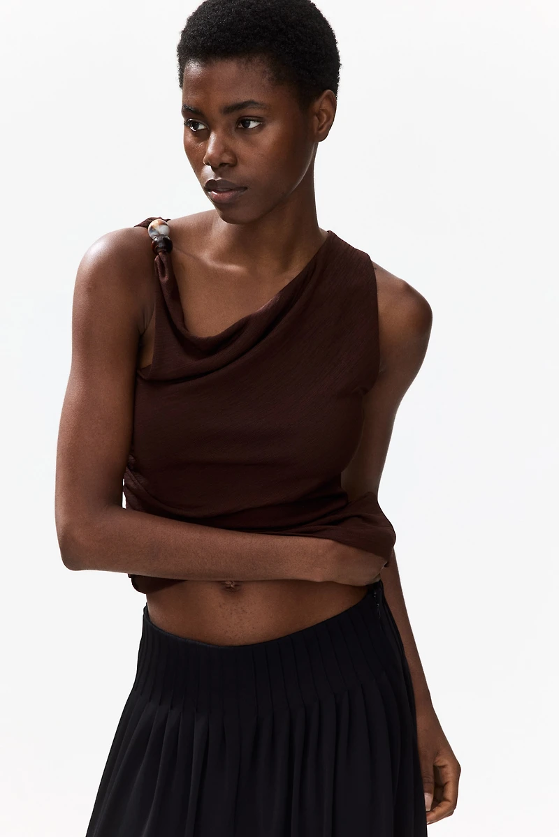 Beaded-Detail Draped Top