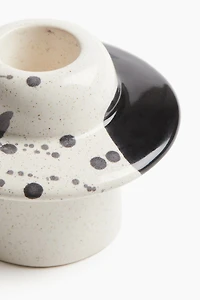 Patterned Stoneware Candleholder