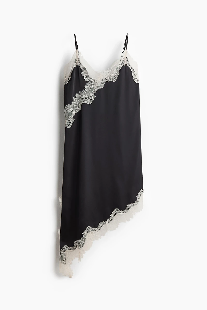 Lace-Trimmed Asymmetric Nightgown