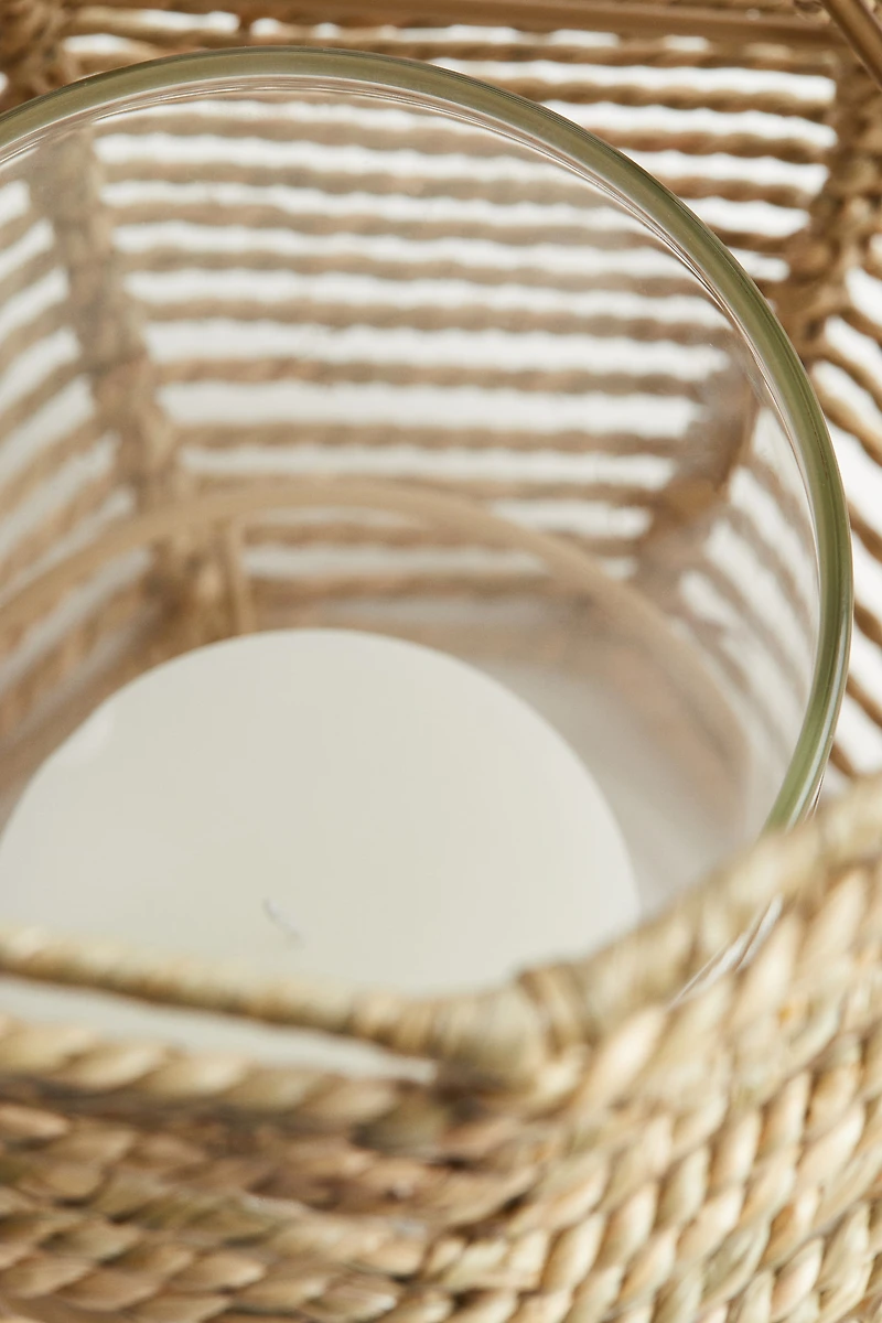Large seagrass candle lantern