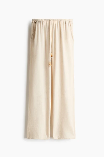 Pantalon en lin mélangé avec cordon de serrage