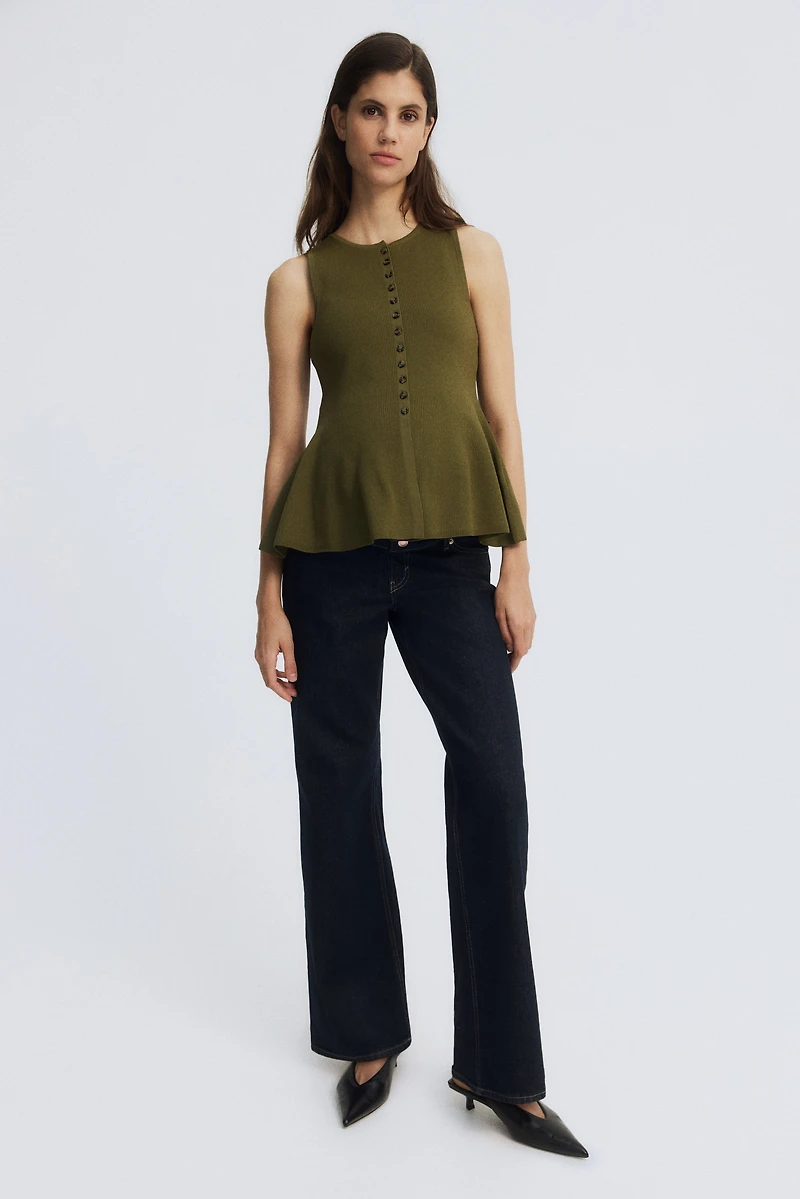 MAMA Rib-Knit Peplum Vest